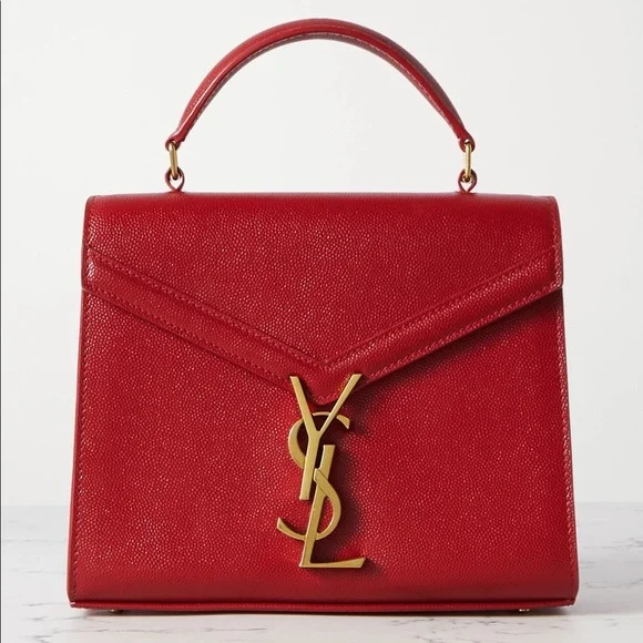 SOLD Saint Laurent Cassandra mini textured-leather tote - Picture 1 of 9